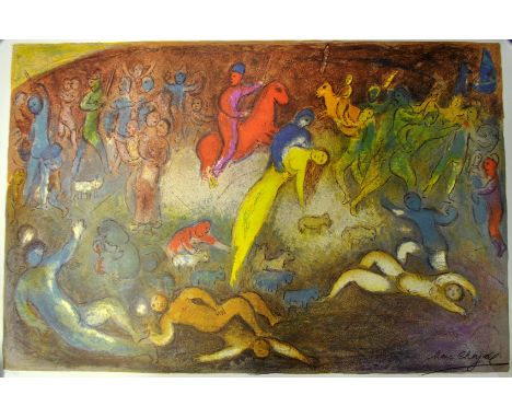 A large Marc Chagall (1887-1985) high quality offset lithograph entitled "Daphnis et Chloe", printed on Arches paper, signed 