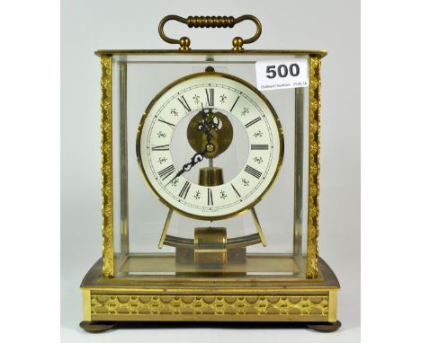 An interesting 1970's Kundo magnetic movement four glass mantle clock, H. 24cm.
