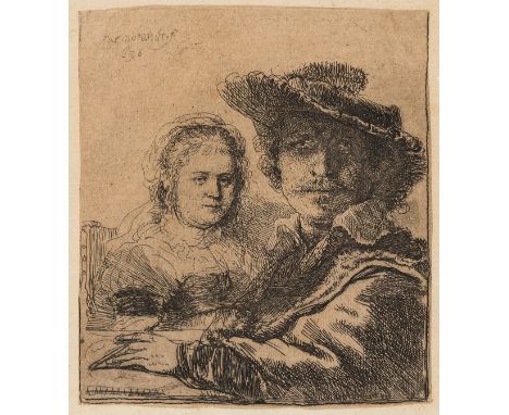 Rembrandt van Rijn (1606-1669)Self Portrait with SaskiaEtching, 1636, a good but later impression on laid paper without water