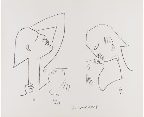 δ Jean Cocteau (1889-1963)Les AmoreuxLithograph, 1957, a proof before the edition of 185, with the Atelier Mourlot Collection