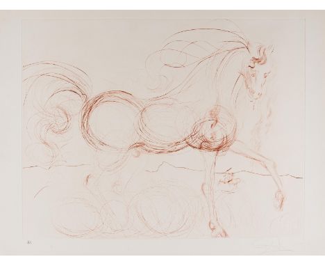 δ Salvador Dali (1904-1989)L'Etalon Blanc (Hommage au cheval) (M &amp; L 639a)The scare etching printed in sepia, 1973-1974, 