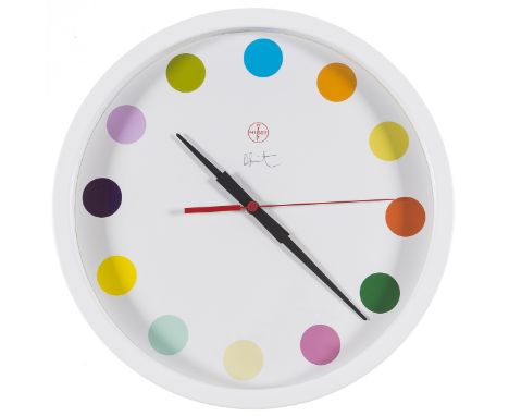 δ Damien Hirst (b. 1965)Spot clock (Large)White-powdered metal wall clock, 2019, with the Artists' printed signature and red 