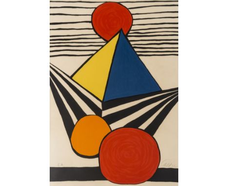 Alexander Calder (1898-1976)Pyramid and Red SunLithograph printed in colours, circa 1975, signed and inscribed E.A. in pencil
