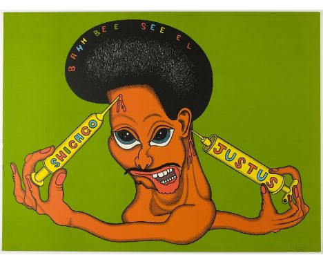 Peter Saul (b.1934)Shicago JustusLithograph printed in colours, 1971, signed and numbered from the edition of 150 in pencil, 