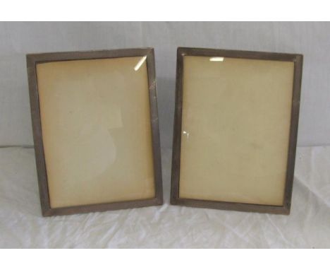 Pair Engine Turned Silver Photograph Frames with hardwood backs, easel stands, both hallmarked for Birmingham 1923 (2) 