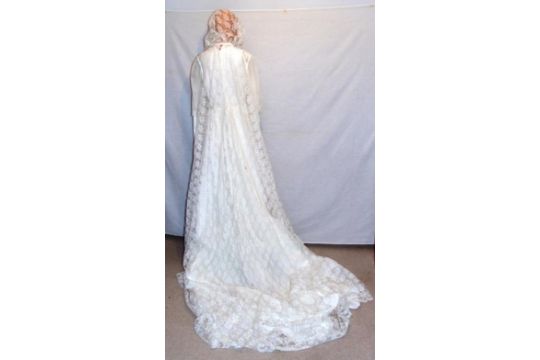 Ladies Cupid Vintage 1970 S Wedding Dress With Lace Hooded Cloak
