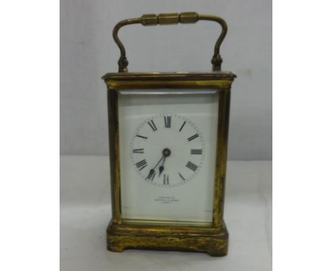 Late C19th/Early C20th Mappin & Webb Brass Cased Carriage Clock, French movement, original escapement, 2 train movement strik