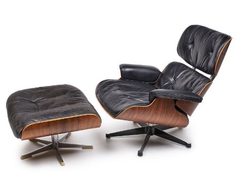 Lounge Chair und Ottoman,Design/Entwurf: Charles &amp; Ray Eames, 1957. Hersteller: Herman Miller um 1964. Sitz- u. Rückensch