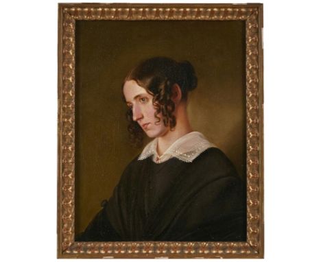 Gemälde Bildnismaler 19. Jh."Portrait einer jungen Frau" verso auf dem Keilrahmen schwer lesbar bezeichnet Öl/Lwd., 38 x 30 c