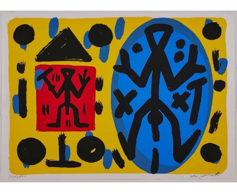 Farblithografie A. R. Penck1939 Dresden - 2017 Zürich "o. T." u. re. sign. ar. penck u. li. bez. "Probedruck" 53,5 x 75 cm (B