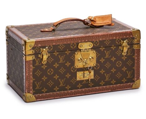 Koffer "Bo�te à flacons",Louis Vuitton um 1990. Kollektion "Vanity". Monogramm Canvas, braunes Leder, Messing-Beschläge. Rech