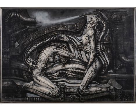 Offsetdruck H. R. Giger1940 Chur - 2014 Zurich "Erotomechanics" u. re. sign. HR Giger Exemplar 131/300, 70 x 100 cm