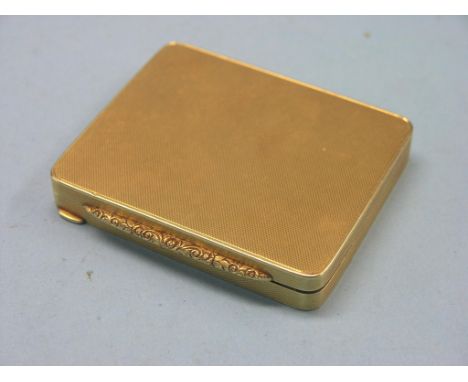 A continental 18ct. engine-turned gold cigarette case, 191.4 grams SEE FRONT COVER