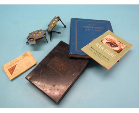 Automobilia:  First Aid case, four AA badges, ration books, etc. 