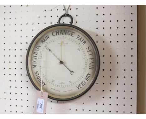 An Holosteric Barometer, with silvered dial, retailer Chadburn & Son, Liverpool, brass case, 8.25in. diameter