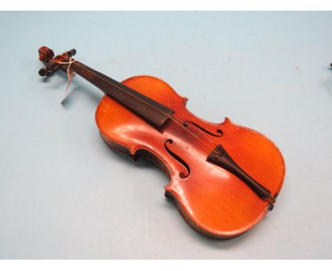 A violin, 14in. back, Stradivarius label 
