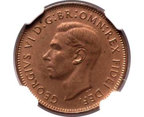 UNITED KINGDOM. George VI, 1936-52. Bronze farthing, 1951. London Mint. Matt Proof. Exceedingly rare, R6. 3 or 4 examples est