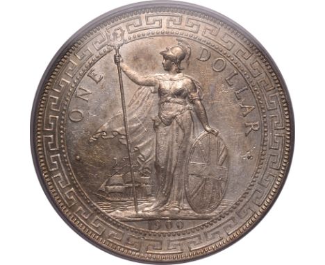 UNITED KINGDOM. FAR EAST. Victoria. Silver dollar, 1900. Bombay. Standing figure of Britannia holding trident and shield with