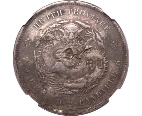 CHINA. HUPEH. Xuantong. Silver dollar, ND (1909-1911). Hupeh. A chopmarked Province Dragon Dollar, dated from 1909 to 1911. T