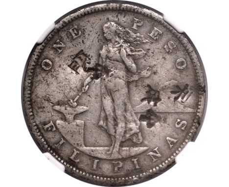 PHILIPPINES. USA. Insular Government (1901-1935). Silver peso, 1903. Philadelphia. Large type. Chopmarked.Struck during the A