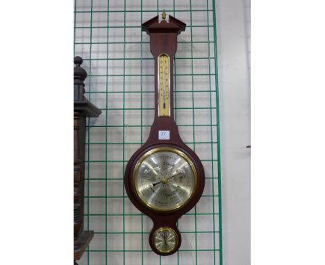A mahogany aneroid banjo barometer