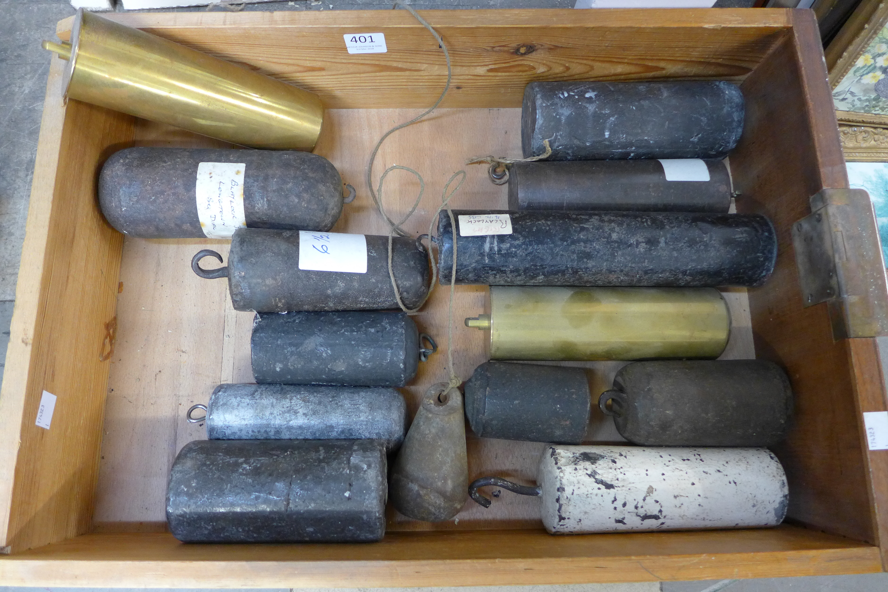 Assorted longcase clock weights