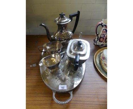 A silver-plated four piece tea and coffee set together with an oval double handled tray 