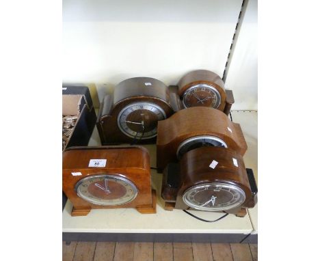 A collection of five various retro mantel clocks, to include Smiths, Ferranti and others 