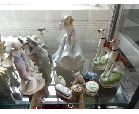 A mixed lot of various ceramics comprising Lladro figure of a boy with a donkey, a Royal Doulton figurine 'Free as the Wind',