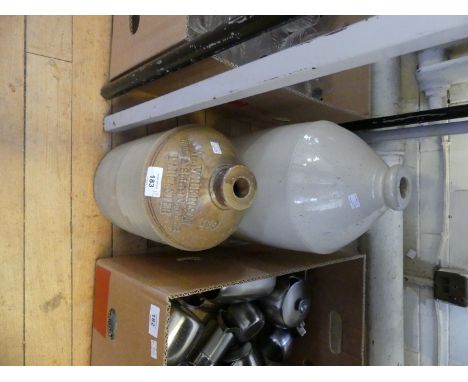 W Wilkinson of Lancaster stoneware flagon together with a further plain example (2) 