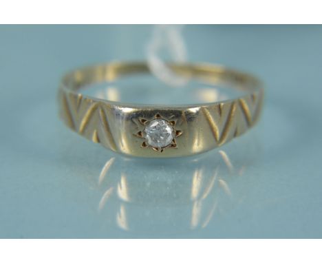 A 14ct gold single diamond set ring, size S, weight approx 2.5g