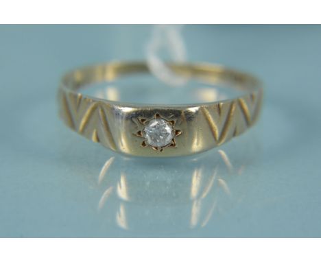 A 14ct gold single diamond set ring, size S, weight approx 2.5g