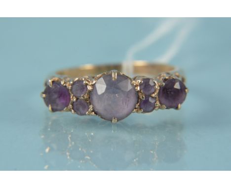 A 9ct gold amethyst set ring with pierced setting, size P, weight approx 3.5g