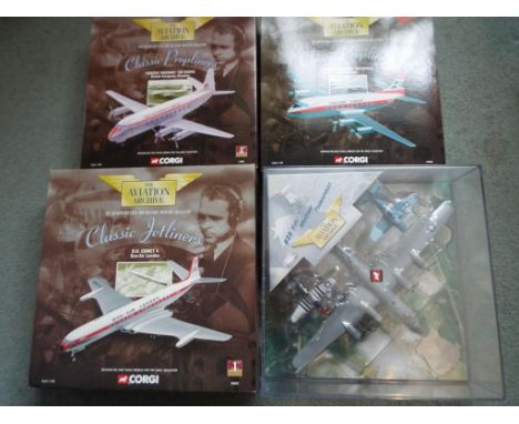 Aviation Archive by Corgi - three diecast 1:144 scale model aeroplanes, Classic Jetliners and Propliners # 47601, 47605, 4850