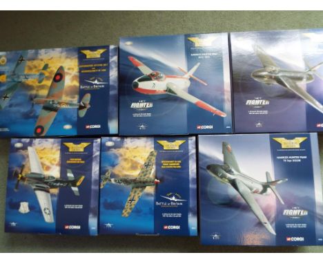 Aviation Archive by Corgi - six diecast 1:72 scale model aeroplanes to include Battle of Britain and Jet Fighter Power, # 492