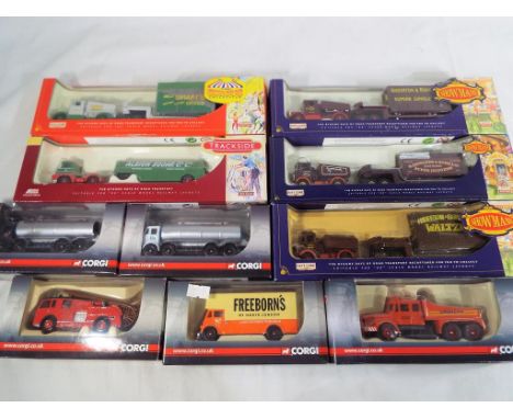 Days Gone Trackside - ten diecast OO scale models, five tractor, trailer and loads, and six others, lot includes some Showman