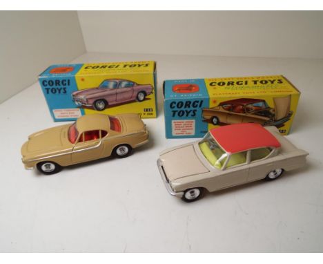 Corgi Toys - Ford Consul Classic (Ford Consul 315) # 234, and Volvo P 1800 # 228, both mint in exc to near mint original pict