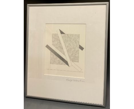 Geoff Machin, Bn 1937, Abstract composition, pencil sketch, signed, 17cm x 14cm 