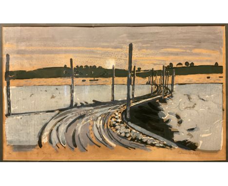 Edwin La Dell (1914-1970), by and after, ‘Harty Ferry’, signed in pencil to margin, limited edition 7/40, lithograph, 39cm x 