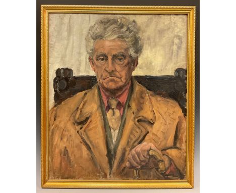 English school, mid 20th century, A Stoic Soul - Portrait of an Elderly Gentleman, oil on board, 61cm x 51cm. 