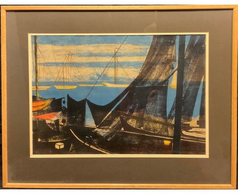 Margaret Shaw (1917-1983), by and after, ‘’Through dark sails, to a bright sea’, signed in pencil, lithograph, 33cm x 47.5cm.