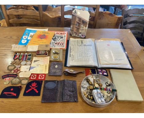 WWI &amp; WWII Family Group Medal Interest - Victory Medal and War Medal in addressed envelopes, both awarded to 102281 Pte. 