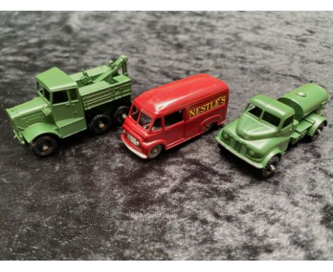 1959/60 Matchbox Series A Moko Lesney, Three Diecast Models, comprising  No. 64 Tank Truck Transporter, No. 69 Nestle's Way, 