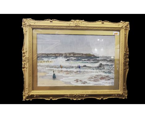 James Hargreaves Morton (British 1881-1918) An Impressionist View Of Porthminster Beach - St. Ives - With Sailing Boats Beyon