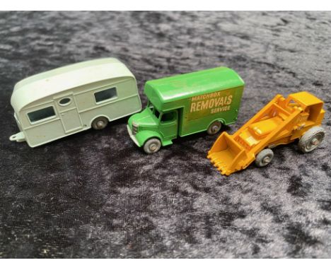 1959/60 Matchbox Series A Moko Lesney, Three Diecast Models,comprising No. 17 Removal Truck, No. 23 Caravan and No. 24 Tracto