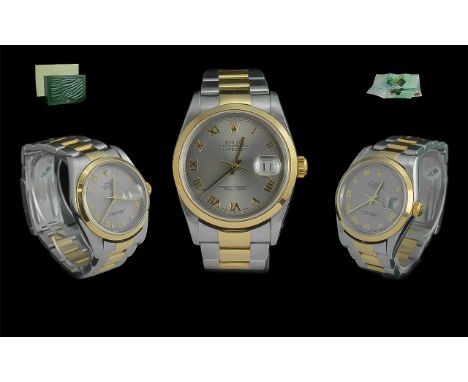 Rolex Oyster 18ct Gold and Steel Perpetual Datejust Chronometer Gent's Wrist Watch, model no. 16203, number to bracelet 78363