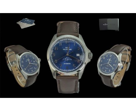 Clycine Gents Moonphase Automatic 26 Jewels Stainless Steel Cased Watch - Gal No GL280. Sapphire Crystal Glass. Just Date Dis