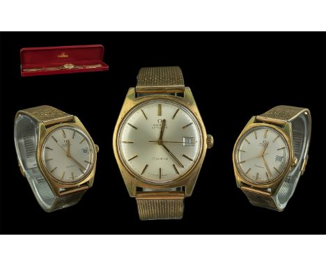Omega - Automatic Gold on steel Gents Just / Date Manual Wind Wrist Watch, Model No 166-041. Date of Purchase 10th May 1970. 