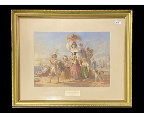 Thomas Uwins - R.A (British 1782-1857) Neapolitan Peasants On Their Way To The Festa Di Pie Da Grotta Watercolour visible ima