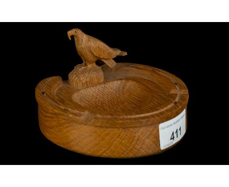 Carved Oak Horseshoe Ashtray From former mouseman craftsman Albert ‘Eagleman’ Jeffray 5 x 5 Inches
